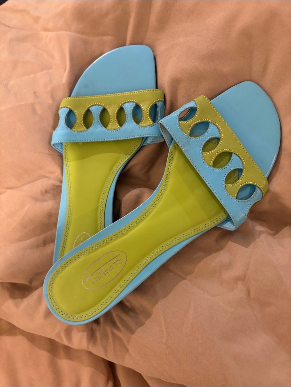 Talbots slide Sandals in Blue and Lime Green - Women's Casual Slides - Picture 3 of 3